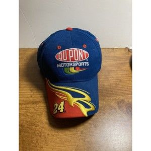 Jeff Gordan Hat Cap Strap Back Blue Red Nascar 24 Racing Dupont Motorsports